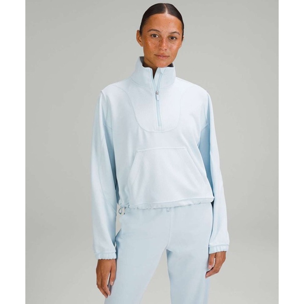 NWT Lululemon Brushed Softstreme Ribbed Half Zip Powder Blue Size 0